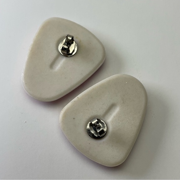 Vintage 90’s Avon Ceramic Enamel Pink Art Swirl Earrings - Picture 5 of 6